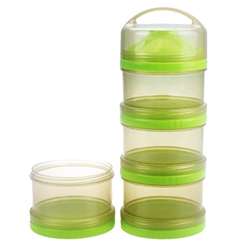 GWELL BPA Free Four Chamer Formula Milk Powder Dispenser and Snack Container Green