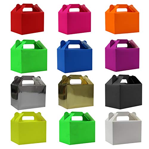 Stomping Ground Toys Cajas para Dulces - 12 Cajas de cumpleaños Colores Arcoíris - Cajas Galletas - Cajas Regalo Personalizadas para Baby Shower, Fiestas Niños, Manualidades