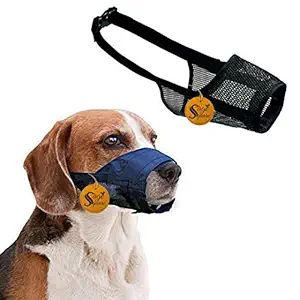 Sage Square Buckle Strap Strap Net Wire Muzzle, Mouth Cover, Pet Safety Collar for Anti Biting Dog (Black) (Medium - M)