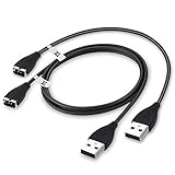 Fitbit Charge HR Charging Cable,TechRise 2-Pack Replacement USB Charger Charging Cable Cord for Fitbit Charge HR Band Wireless Activity Bracelet Sport Armband, Black