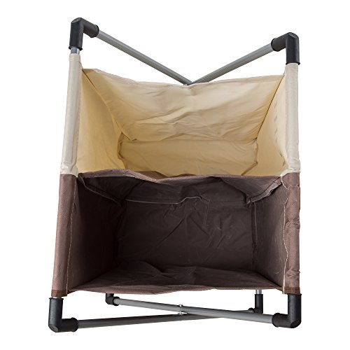 Intirilife – Wäsche-Sammler aus waschbarem Stoff mit Aufschrift und 2 Fächern – Wäsche-Korb Wäsche-Box Wäsche-Truhe Wäsche-Sack Wäsche-Puff in CREME-BRAUN - 3