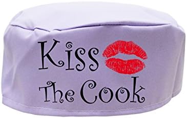 'Kiss The' Cook Chef Hat Skull Cap, Fun Novelty Gift For Men, Women & Children (Adult, Lilac)