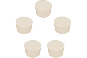 stonylab Tappi in Gomma Solida, 5 Pezzi 11# - 47mm x 56mm x 34mm - Sigillo da Laboratorio Affusolati Bianco, Adatto a Tutti i Matraccio stonylab Erlenmeyer