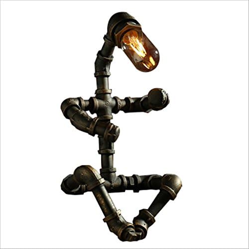 Desk Lamps loft American Retro Nostalgic Water Tube Table Lamp Bar Cafe Light Bedroom Creative Robot Desktop Light (Size: 19 * 35cm) desktop table lamp
