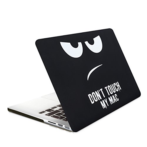 kwmobile Hardcase Laptop Hülle für Apple MacBook Pro Retina 15″ (ab Anfang 2013) – Don’t touch my Mac Design Weiß Schwarz dünne gummierte Schutzhülle Cover Case Tasche - 5