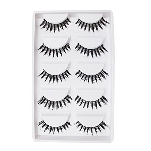 Bluelans® 5 Paar Lange Falsche Künstliche Wimpern Schwarz Eyelasches Wimpernverlängerung Make-up