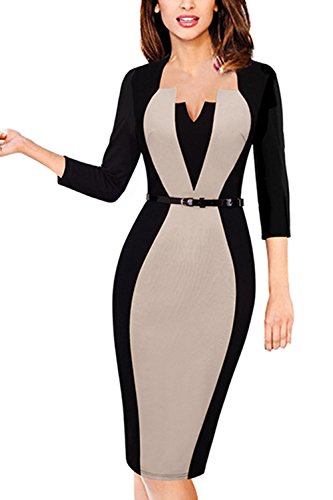 Robe Femme Cocktail Chic pour Mariage Mi Longue au Genou Fourreau Moulante Robe Femme Courte Anniversaire Kaki XL