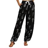 Yvelands Damen Yoga Pants Mid-Taille Lässige Blumendruck Boho Yoga Pants Harem Pants Jogger Pants