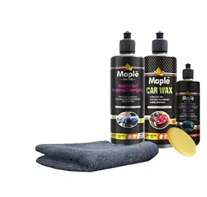 Car Care Kit 5 Pcs | Includes Mudium Cut Rubbing Compound 500 ML, Car Wax 500 ML, Ultra Paint Sealant 250 ML, 1 Microfiber Cloth, 1 Wax Applicators