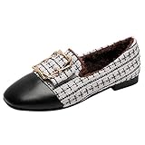 ◑‿◑ JUSTSELL 2019 Frühjahr Schuhe für Damen,Frauen Kariertes Patchwork Einzelne Schuhe Elegante Plüsch Flache Schuhe