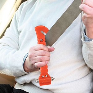 MOSSLIAN Marteaux de Secours Antidérapage Briser Fenêtre Avec Cutter Ceinture Outil(2 pack)