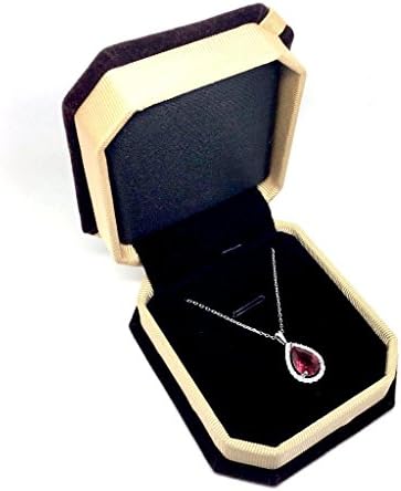Naked Nation 925 Sterling Silver with Ruby Stone Raindrop with Crystals Pendant Necklace, Jewellery Gifts for Women, Birthday Gifts for Women