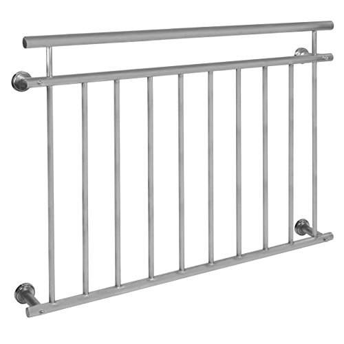 Homelux FB128S Edelstahl V2A Französischer Balkon Geländer Fenstergitter Balustrade 128 x 90 cm Satin