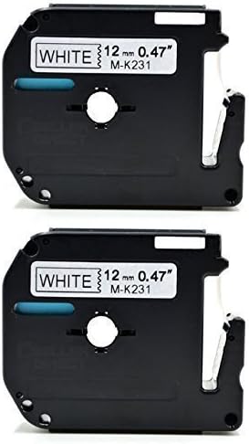 Eseller Direct® - 2 x Compatible Label Tape Replacement MK231 M-K231 for Brother P-Touch PT-80SCCP - 12mm wide x 8m Length ( 2 Black on White )