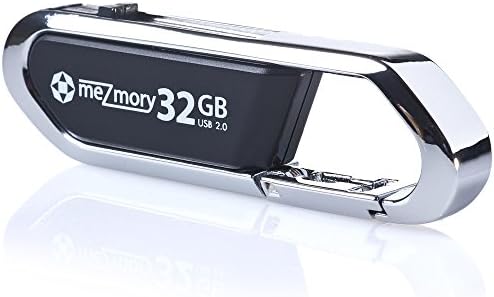 meZmory USB Flash Drive 32 GB 2.0 with Mosqueton - Waterproof and Quick - Extremely Durable - Made of Metal (Stainless Steel) - 32 GB Flash Drive - Ideal for Silver and Black Keyring