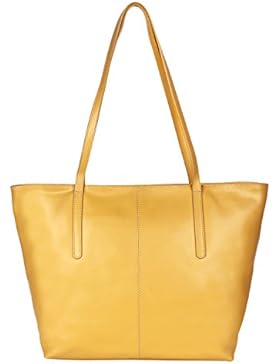 Lederhandtaschen für Frauen Leder Tote Umhängetasche Einkaufen Geschenk für Sie (Gelb)