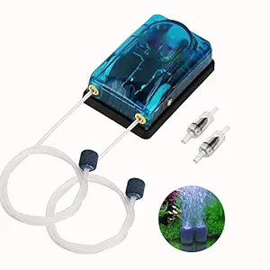 Kintons IQ-046 ECO Green Series Aquarium Two Way Air Pump with 3 Meter Air Tube, 2 Air Stone & 2 Check Valve