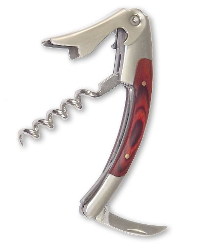 1aTTack.de 832966 Kellner-/Sommelier-messer, Korkenzieher, Flaschenöffner, super Design, Edelstahl mit Pakkaholzgriff Edelholz in Geschenkverpackung, Länge 11 cm