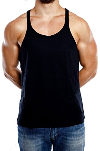 Stringer Tank Top Herren Gym Muskelshirt aus 100% Baumwolle in schwarz & weiss | Fitness & Bodybuilding Muscle Shirt