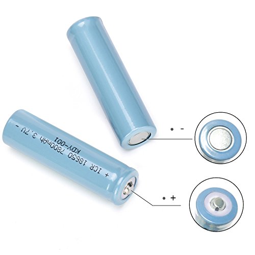 Batterie 2PCS Batterien Set Für Taschenlampe sunnmi 3.7V 5800mAH Li-Ion aufladbare 18650 (65mm x 18mm, Blau)