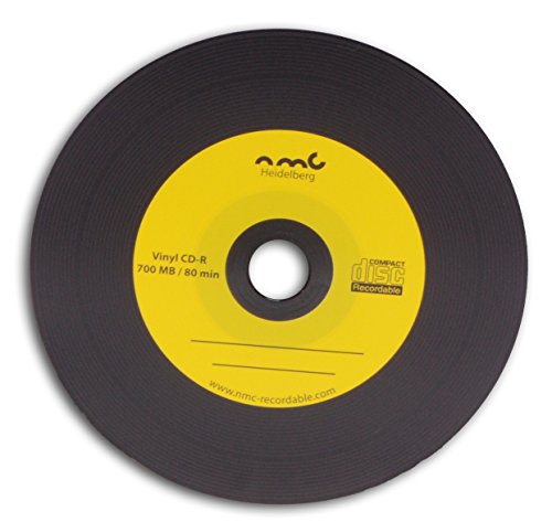 50 de Vinilo CD-R NMC colour amarillo anudado completamente negro trasera Carbon CD-apertura 700MB