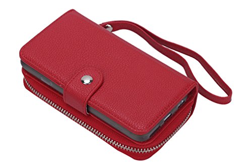 LOOKAY 2 in 1 Kunstleder Schutzhülle für iphone 6S iphone 6 Multifunktions-Tasche Wallet Kartenfächer Rückschale iphone 6s/6 Hülle Etui Case Cover in Rot - 7