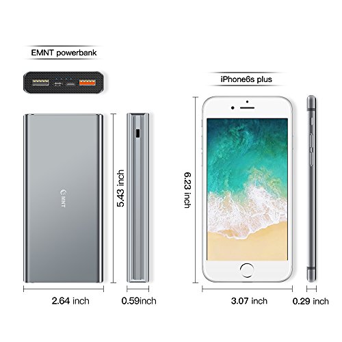 Chargeur Portable  24000mAh  Charge Rapide 3 0   Port USB Type C 3 0 A  EMNT Power Bank avec 4 Ports USB pour Grande Capacit   Batterie Externe Iphone 7 8   X  Ipad  Samsung Galaxy J3   S7   S8  Huawei P10 et autres P  riph  riques USB- Gris Argent  