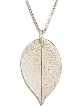 FashionCHIMP Echt-Blatt Anhänger mit Kette aus Silber, Halskette mit Baum-Blatt, Länge 60 cm