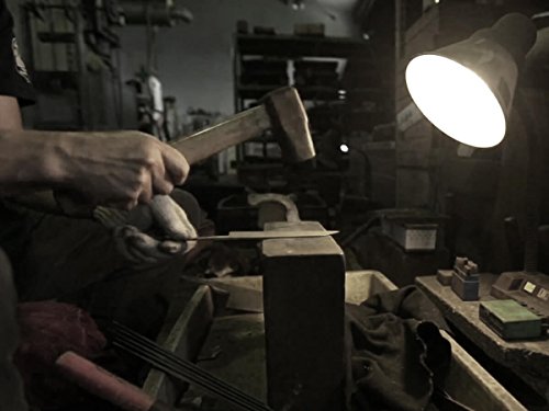 Original japanisches SANTOKU-Messer Kurouchi Yoshimi Kato. Klingen-Länge 17cm. Aogami super, handgeschmiedet. Runder Echt-Holz-Griff aus hochwertiger amerikanischen Kirsche - 6