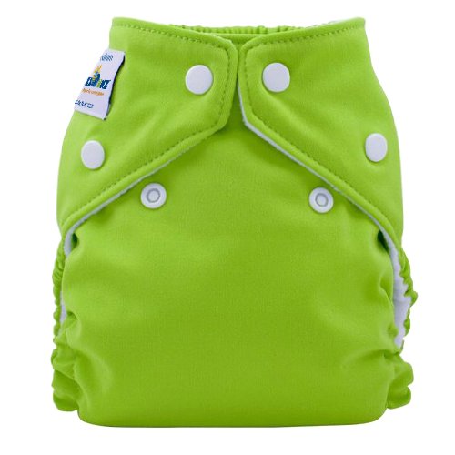 NEW 2010 COLOURS FuzziBunz Perfect Size Pocket nappy, with insert, apple green, popper fastening, medium (15-30lbs)
