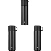 Zwilling Termos, Entegre Fincan, Termos S&uuml;rahi, &Ccedil;ift Duvarlı Yalıtım, 1 Litre, Siyah 3l&uuml; paket