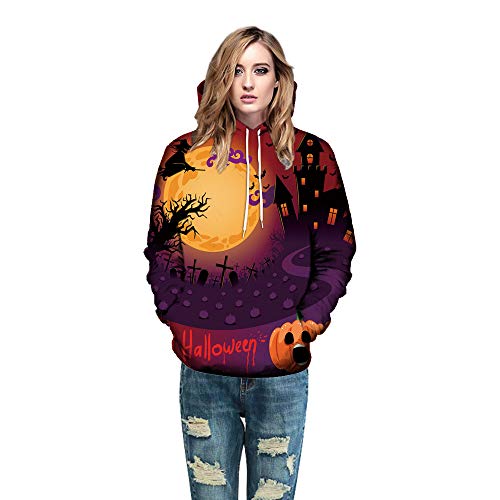 Preisvergleich Produktbild Elecenty Kürbis Gedruckt Hoodies,Halloween Kapuzenpullis Frauen Reizvolle Lose Pullover Mit Kapuze Kapuzenshirt Hoody Oberteile Sweatshirts Kapuzenpullover Blusenshirt