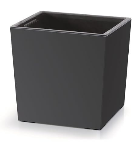 Design Blumenkübel FINEZJA – Grau, 25 X 25 X 46 Cm, Wetterfest, Für Innen & Außen, Inkl. Pflanzeinsatz