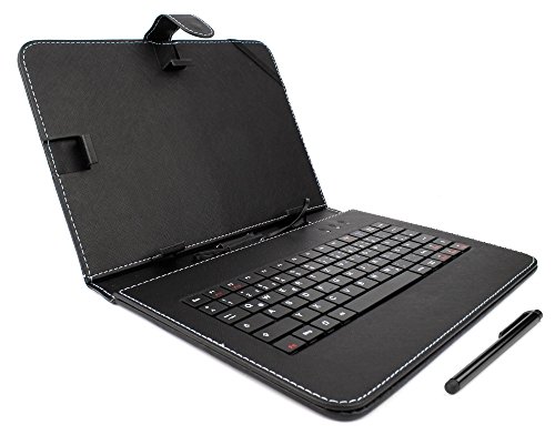DURAGADGET Schwarze Schutzhülle mit Deutscher Micro-USB-Tastatur (QWERTZ) für 10 Zoll Tablets