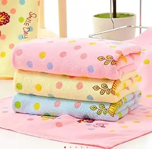 Khillayox Womens & Kids Microfiber Bath Towel (24 x 48 inch, Pink, Set of 3)