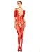 Produktbild Fashion Damen Nylon Catsuit Netz Overall Body Stocking Spitze Reizwäsche Gogo S/M/L Farbe rot