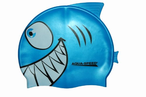 Aqua Speed® Shark Kinder Bademütze Hai Badekappe (100% Silikon, Super Stretch, Perfekt Fit)