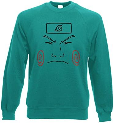 Choji Face Sweatshirt - Japanese Anime Sweatshirt - Emerald X Large (48" Chest)