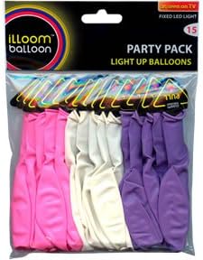 iLLoom Balloon - Fixed LED Light Up Balloons - 15pk (Pink / White / Purple) - AS SEEN ON BBC DRAGONS DEN