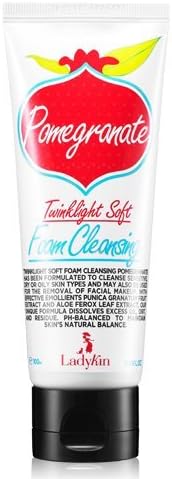 Ladykin Twinklight Pomegranate Softfoam Korean Foaming Facial Cleanser. Removes oil, makeup and Clears blackhead. Korean skin care. Kbeauty. 3.34oz