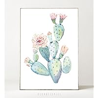 Kunstdruck / Poster KAKTUS N°4 -ungerahmt- Pflanze, Wasserfarbe, Kakti, Natur, Kaktusblüte