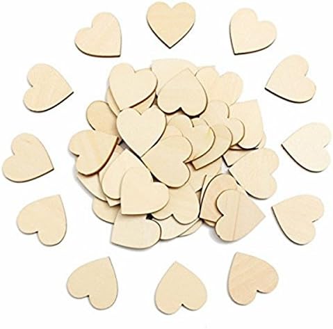 Shoppingmoon 50pcs 60mm Heart Wood Crafts Wood Slices Log Discs DIY Wood Decoration