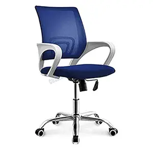 CHAIRWALE Jerry Medium Back Swivel Mesh Revolving Height Adjustable, Ergonomic Seating,Comfortable Armrest Office Chair Suitable for Home| Conference Room | Study| Reception| Computer (Blue-B7158)