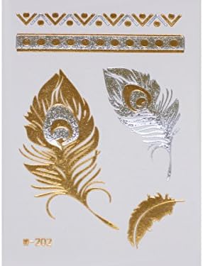 Gold Silver | Metallic Jewelry Flash Tattoo stickers W-202, 8x10cm