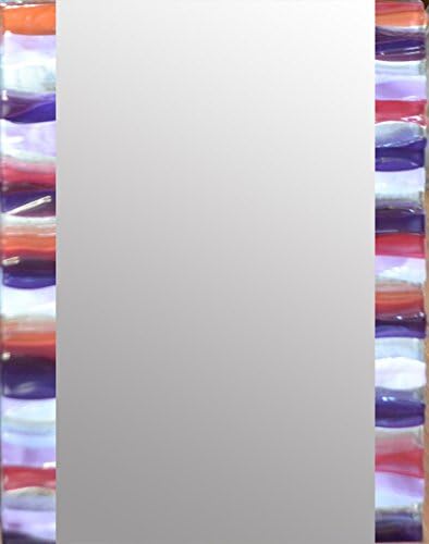 Spires Art Raspberry Ripple Rectangle Mirror, Wood, Multi-Colour, 19 x 15 x 2 cm