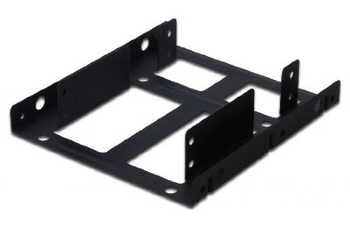 DIGITUS Einbaurahmen für bis zu 2x 6,4 cm 2,5Zoll HDDs + SSDs in 8,9 cm 3,5Z Schacht inkl. Schrauben und Klammer