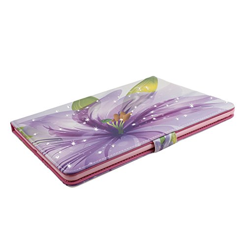 iPad Pro Hülle Case,iPad Pro 12.9 Inch iOS 9 2015 Release Ledertasche,Ukayfe Muster Schutzhülle Leder Tasche für iPad Pro,Malerei Blume Fee Mädchen Kristall Glitzer Diamant Muster Design Slim Fit Folio PU leder Flip Cover im Bookstyle Kunstleder Schutzhülle Cover Tasche mit Ständer für iPad Pro mit 1 x Schwarze Eingabestift (Lila Flower Pattern) - 4