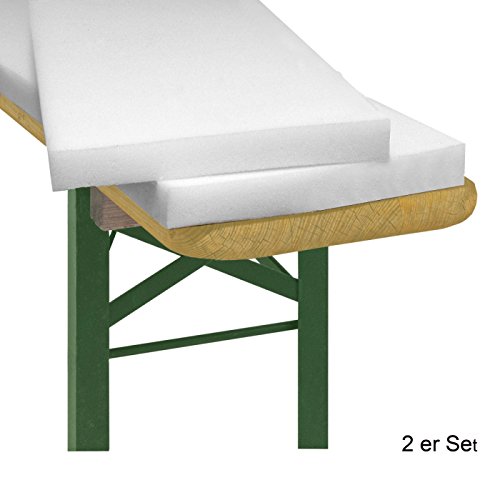 Bierbankauflage | Extra Dickes Polster Schaumstoff Schaumgummi Matte Bank Bierbank Sitzauflage Bierzeltgarnitur – Größe 220x25x3cm – in Weiss | Premium Qualität von Moderno® | 2er Set - 4