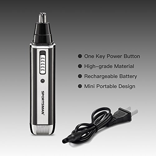 Nasen Trimmer, [Neueste Version] 4 in 1 Wiederaufladbarer Nasen Haarschneider / Nasen-ohr Trimmer / Bart Trimmer / Koteletten Trimmer / Augenbraue Trimmer Edelstahl & Wasserbeständig für Nass und Trocken - 6