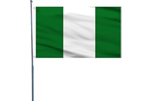 HOLLYLIFE 5ft x 3ft Nigeria Flag 90 * 150cm Nigerian National Flag with Two Brass Grommets Large of Nigeria for Festival Party Sport Events Gardens Home Indoor and Outdoor Decoration
